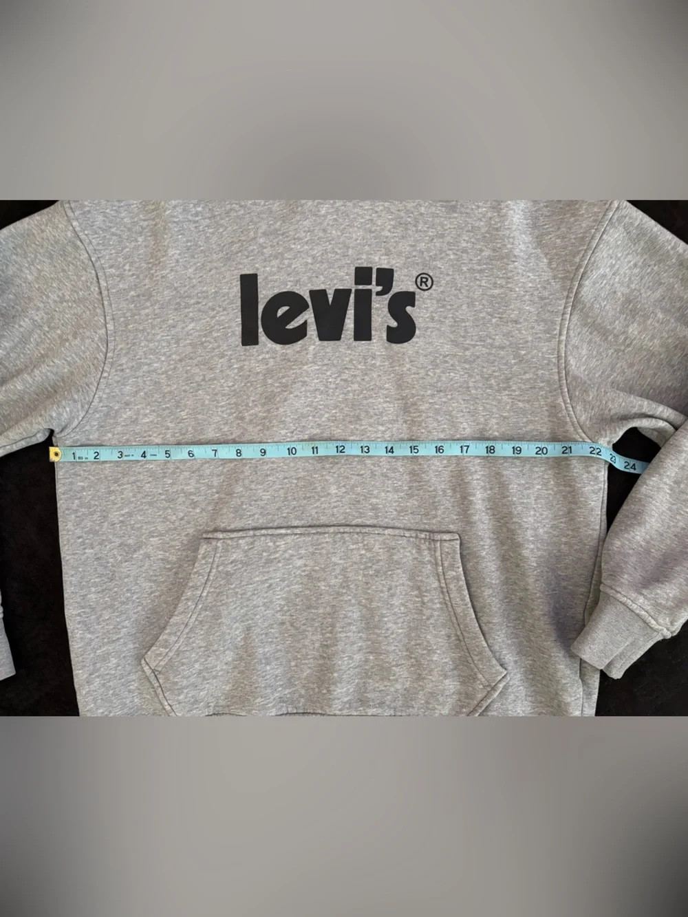 Levi's Light Gray Pullover Hoodie with Red Logo
